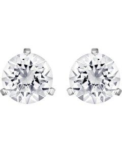 Swarovski Solitaire Pierced Earrings - White, Rhodium Plating