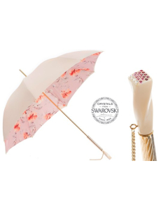 Pasotti - Ivory and Pink Flowered Umbrella with Swarovski® Crystals
