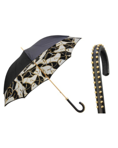 Pasotti - Black Umbrella with Bridles Print