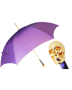Pasotti Luxury Women Golden Skull Purple Ombre Umbrella