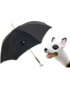 Pasotti - Luxury Black Umbrella with Bull Terrier Handle.