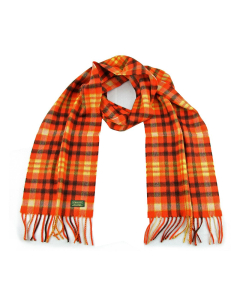 Glencroft - 100% Cashmere Plaid Scarve in Rustic Orange, Black and Yellow
