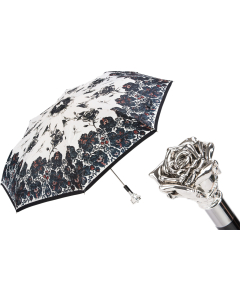 Pasotti - Luxury Silver Rose Folding Umbrella
