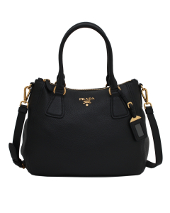 Prada Vitello Daino Leather Convertible Bag - Black