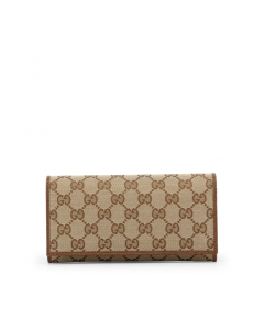 Gucci Beige GG Monogram Leather and Canvas Mix Long Wallet Purse