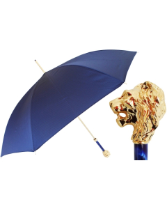 PASOTTI Blue Umbrella with Gold Lion Handle