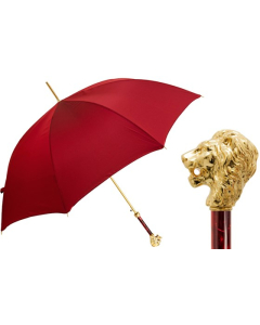 Pasotti - Red Umbrella with Gold Lion Handle