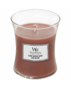 WoodWick - Stone Washed Suede Medium Hourglass Jar Candle