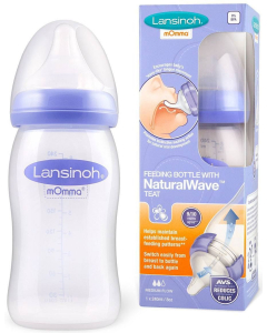 Lansinoh - Momma Plastic Bottle with Natural Wave Medium Flow Teat (240ml)