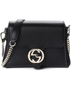 Gucci - Interlocking Leather bag with chain - Black