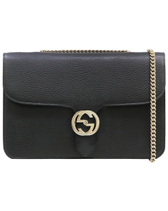 Gucci - Interlocking Leather bag with chain - Black