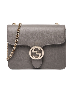 Gucci - Interlocking leather bag with chain - Grey