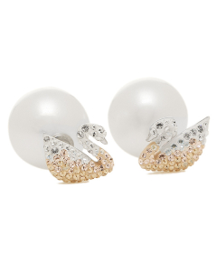 Swarovski Iconic Swan Large Pierced Earrings, Multi-Coloured, Rhodium Plating
