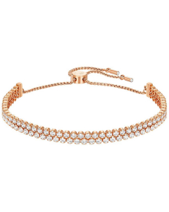Swarovski Subtle Double Bracelet, White, Rose Gold Plating