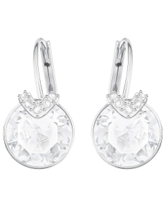 Swarovski Bella V Pierced Earrings, White, Rhodium Plating