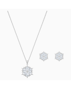Swarovski Magic Snowflake Set, White, Rhodium Plated
