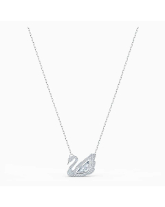 Swarovski Dancing Swan Necklace, White, Rhodium Plated