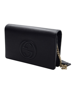 Gucci - Leather Soho Cross Body Wallet Bag On Chain - Black