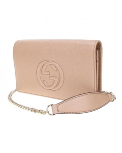 Gucci - Leather Soho Cross Body Wallet Bag On Chain - Beige