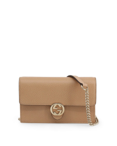 Gucci - Leather Cross Body Bag - Beige