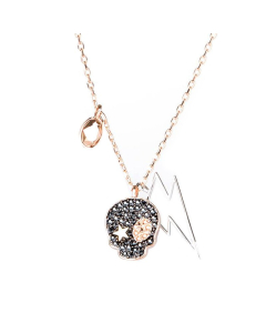 Swarovski Duo Skull Necklace, Multi-colored, Mixed plating