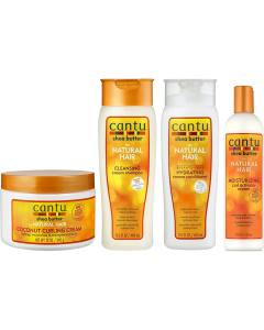 Cantu Coconut Curling Cream 12oz with Sulphate Free Shampoo & Conditioner 12oz & Shea Butter Moisturizing Curl Activator Cream 12oz