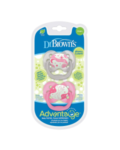 Dr Brown's - Advantage Glow in the Dark Soother 0-6m (Pink)