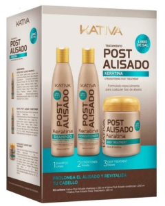 Kativa - Post Relaxer Kit Shampoo (250ml) + Conditioner (250ml) + Deep Treatment (250ml)