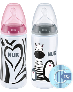 NUK - First Choice+ Temperature Control Bottle Monochrome (2x300ml)