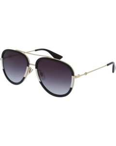 Gucci - GG0062S 006 Aviator Style Sunglasses Black Gold 57mm