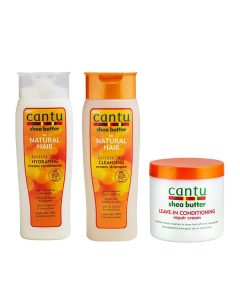 Cantu - Shea Butter Cleansing Cream Shampoo (400ml) / Shea Butter Hydrating Cream Conditioner (400ml) /  Shea Butter Leave in Conditioning Repair Cream (453g)