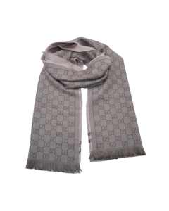 Gucci - Beige GG Monogram Half Web Wool Scarf