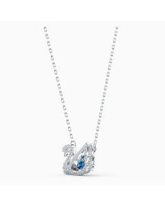Swarovski Dancing Swan Necklace, Blue, Rhodium Plated