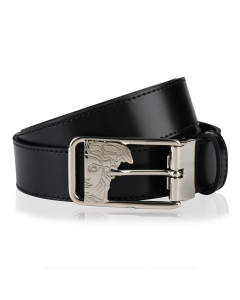Versace Collection Men's Belt with Medusa Head Buckle - Smooth Leather - Black
