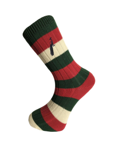 Hortons Mens Henley Striped Socks - Red, Green & Cream