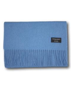 Gretna Green Wide Cashmere Scarf in Cambridge Blue