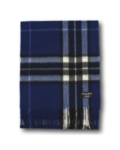 Gretna Green Wide Cashmere Scarf in Navy Thompson Tartan