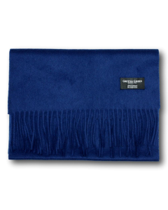 Gretna Green Wide Cashmere Scarf in Oxford Blue