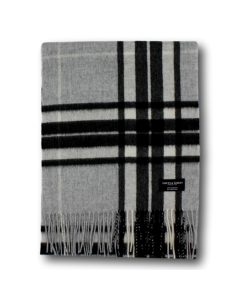 Gretna Green Wide Cashmere Scarf in Silver Thompson Tartan