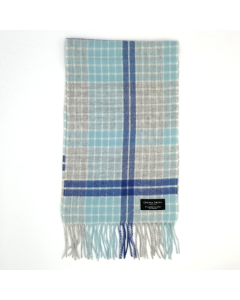 Gretna Green Lambswool Cashmere Mix Scarf in Blue Tartan