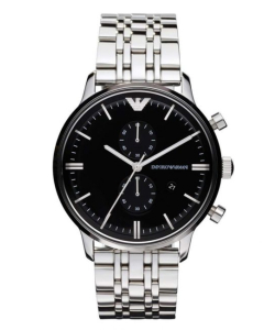 Emporio Armani Mens 'Chronograph' Watch - Silver and Black