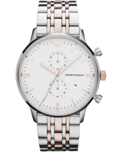 Emporio Armani Classic Unisex Watch - Silver and Rose Gold