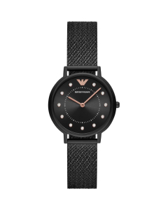 Emporio Armani Ladies Black Stainless Steel Mesh Watch