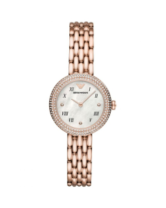 Emporio Armani - Ladies Crystal Bracelet Strap Watch Rose Gold/Mother of Pearl (AR11355)