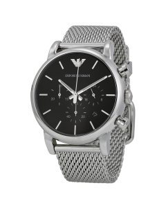 Emporio Armani Chronograph Black Dial Steel Men's Watch