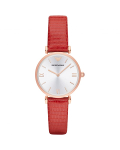 Emporio Armani Ladies Red Leather Strap Watch AR1876