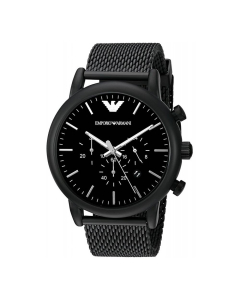 Emporio Armani AR1968 Black IP Mesh Chronograph Watch
