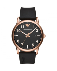 Men's Rose Gold Rubber Strap Watch