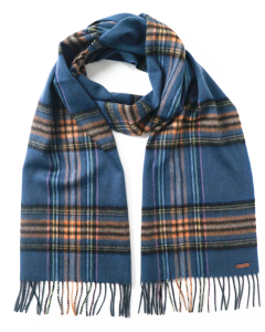 Hortons England 100% Lambswool 'Hexham' Scarf - Navy Check