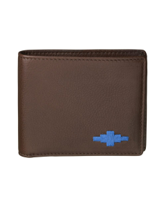 Pampeano 100% Leather Dinero Men's Card Wallet – Brown with Blue Diamond